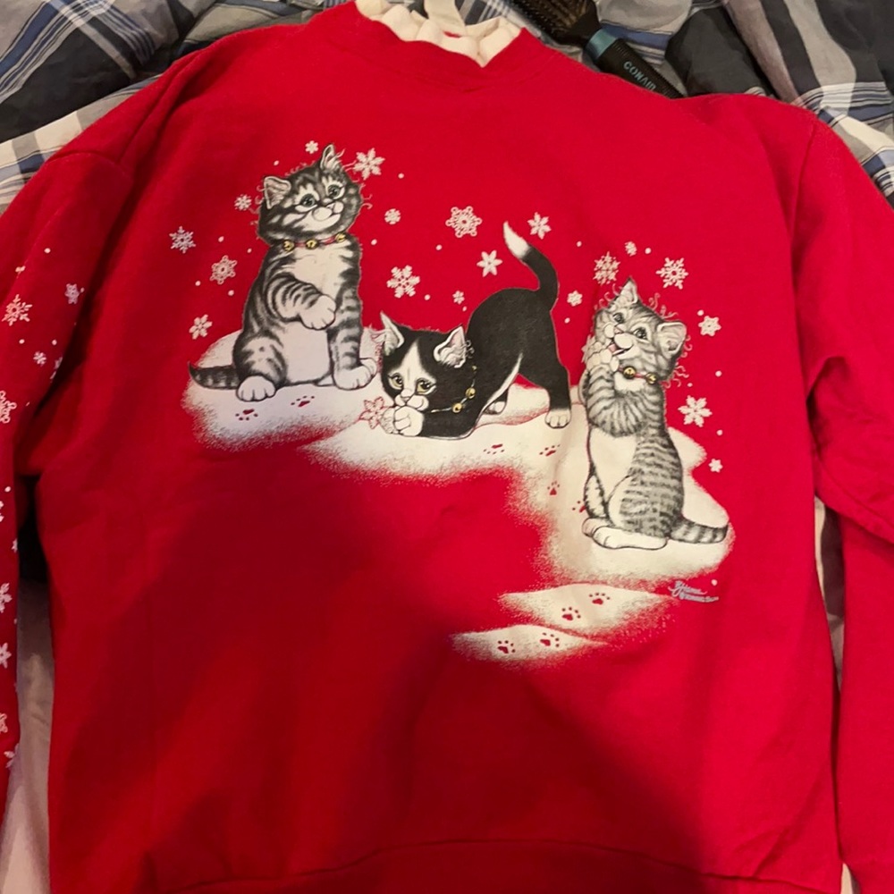 grandma cat sweater vintage